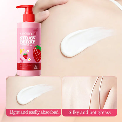 Strawberry VC Body Lotion - Brightening & Nourishing Winter Cream, Hydrating & Smoothing Dry Skin Care, Antioxidant Rich Formula