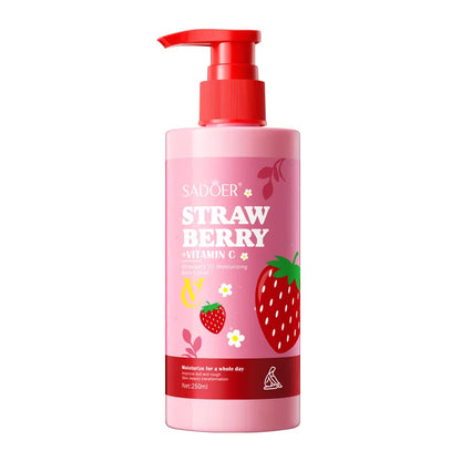 Strawberry VC Body Lotion - Brightening & Nourishing Winter Cream, Hydrating & Smoothing Dry Skin Care, Antioxidant Rich Formula